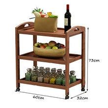 &ripiano di stoccaggio Scaffalature in legno massello Home Soggiorno Cucina Hot Pot Rack a tre livelli con ruote Scaffale di finitura (Color : 60 * 32 * 73cm)