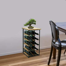 giordano shop Cantinetta Portabottiglie 30x30x60 cm 10 Bottiglie in Ferro e Legno Joy Nero
