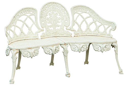 Biscottini Panchina Liberty in ghisa Finitura Bianca Anticata 130x50x82 cm