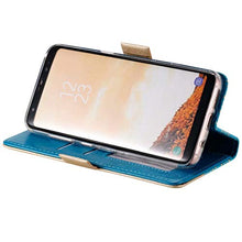 Miagon per Samsung Galaxy S7 Cerniera Cover,Custodia Cover a Libro Flip PU Pelle Borsa in Pelle con Slots per Schede Portafoglio,Blu