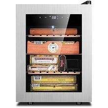 VIY Umidificatore per Sigari, Humidor con Ripiani in Legno di Cedro, 11-18 °C, Touch Display Digitale, 38 Db, Illuminazione A LED, 33L, 300 Sigari, Nero