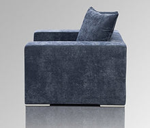 Amaris Elements | Poltrona Moderna Paul XL con 2 Cuscini in Velluto in Microfibra Poltrona in Velluto Grigio Blu Effetto Velluto Poltrona Lounge Love-Seat Moderna e Confortevole