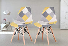 GroBKau - Set di 4 sedie da pranzo moderne in tessuto patchwork con base in legno, ideali per soggiorno, sala da pranzo, caffè, sala d'attesa, ecc.