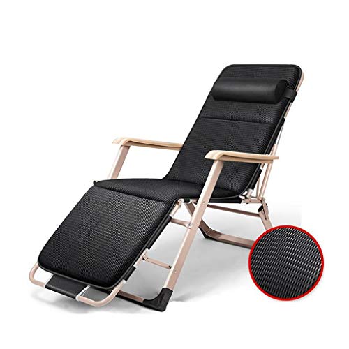 Hfyg Lettino Prendisole Sedie Adagiantesi del Patio, Sedie A gravità Zero Sedia Sedie A Sdraio da Giardino Reclinabile Patio Campeggio della Spiaggia Sedia A Sdraio Chaise Longue (Color : Black)