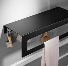 Dongyd Mensola in Alluminio per Bagno Nero, 2 portasciugamani da Parete con portasalviette con 5 Ganci