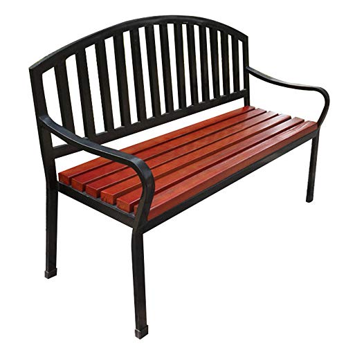 Outdoor furniture Panchina da Giardino panchina da Giardino, Robusta Struttura in Metallo e sedili a doghe in Legno massello, Poltrona da Giardino Resistente alle intemperie da 140 cm