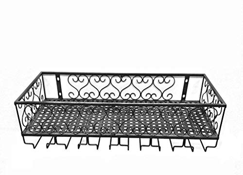 Splendidamente Supporto a Parete Portabottiglie in Metallo per Vino Portabottiglie Multifunzionale in Ferro per Appendere Portabottiglie Portabicchieri rovesciato, 30-120 cm (Dimensioni: L30 * P25 *