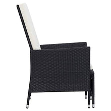 SKM Set Divani da Giardino 3 pz con Cuscini in Polyrattan Nero (30kg)