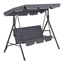 [en.casa] Dondolo da Giardino a 3 Posti di Seduta con Tettuccio Parasole Inclinabile e Rimovibile 172 x 112 x 152 cm Struttura in Acciaio Tessuto Idrorepellente - Grigio Scuro