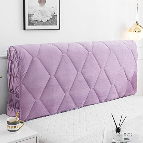SM-River Fodera per Testiera Fodera per Testiera Fodera in Velluto con Lato Elasticizzato E Fodera in Cotone Antipolvere Tascabile per Testiera Doppia con Letto Matrimoniale King (Lilac,1.8m)