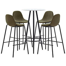 Tidyard Set 5 pz da Bar Design Moderno Alto in Tessuto Marrone/Giallo e Acciaio,Set Tavolo Rotondo e 4 Sedie da Bar Alti in Tessuto,Set Tavolo e Sedie da Cucina Design Moderno in Tessuto