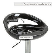 homcom Set 2 Pezzi, Sgabello da Bar Girevole con Poggiapiedi e Altezza Regolabile in Metallo e ABS Nero, 46x41x76-96 cm