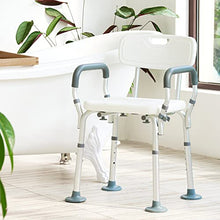VONOYA Sedia da Doccia Portatile Sgabello da Bagno in Alluminio con Schienale e Braccioli Panca da Doccia Regolabile da 5 Altezza Sedia con Piedini in Gomma Antiscivolo