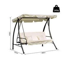 Outsunny Dondolo da Giardino 3 Posti con Tetto Reclinabile Trasformabile Letto in Poliestere Crema 200 x 125 x 170cm