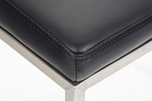 CLP Sedia Pranzo Grenoble in Similpelle E Acciaio Inox I Sedia Soggiorno Imbottita Moderna, Alt. 48 CM I Sedia Tavolo Salotto Moderna, Colore:Nero