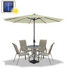 Asina 350cm Ombrellone da Giardino in Poliestere Protezione Solare UV con Manico da 38mm e 32 LEDs Ombrelloni per Balcone Patio attività all'aperto(Beige)