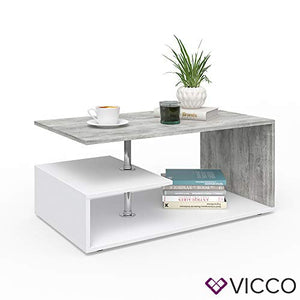 Vicco Tavolino da divano Guillermo Tavolino da salotto bianco Cemento 91 x 52 cm