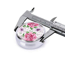 Contenitore rotondo per pillole con rose e ortensia, con 3 scomparti per medicina in metallo, per organizzare la vitamina