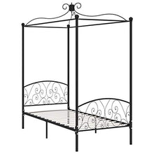 SKM Letto a Baldacchino Nero in Metallo 90x200 cm (22.8kg)