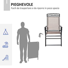 Outsunny Set di 2 Sedie Pieghevoli da Giardino con Braccioli in Metallo e Textilene, 57.5x67x92.5cm, Beige e Nero