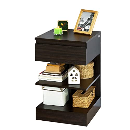 SoBuy® Tavolino da divano, tavolino da soggiorno, Comodini letto,con cassetto,FBT49-BR,IT