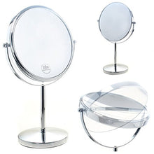 TUKA Specchio Bagno per Trucco 10X Ingranditori, 8" Doppio Specchio Cosmetico con Piedistallo, ø 20 cm Specchio da Tavolo per Trucco e Rasatura, 2 Facciate Vanity Mirror, Cromato, TKD3108-10x