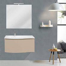 OrionShop Mobile Bagno Sospeso NILA da 85cm Tortora Opaco con Lavabo Specchio e Lampada LED Inclusi