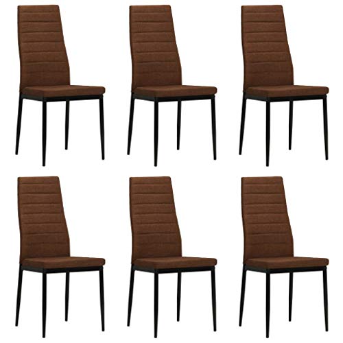 Festnight Set 2/4/6 pz Sedie Sala da Pranzo Moderne in Tessuto Stoffa con Schienale Alto,Sedie da Cucina Tessuto Moderne,Sedie Pranzo Tessuto Moderne 43 x 44 x 96 cm Grigio/Marrone