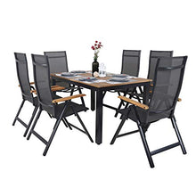 Unbekannt Ausziehtisch, Tischplatte aus FSC-zertifiziertem Akazienholz, Aluminiumgestell, 180-240 x 90 x 74-76,5 cm Tavolo, Nero