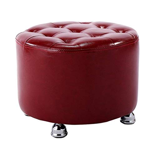 WERSDF Sgabelli da Terra ottomani Cube Leather Pouf Shoe Bench Sgabello Rotondo Seduta Decorativa Sedia a Sacco Poltrona, Sgabello, Poggiapiedi Rosso