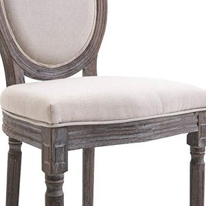 homcom Set 2 Sedie per Soggiorno o Sala da Pranzo Stile Classico rétro in Legno e Lino con Schienale Medaglione Bianco Avorio