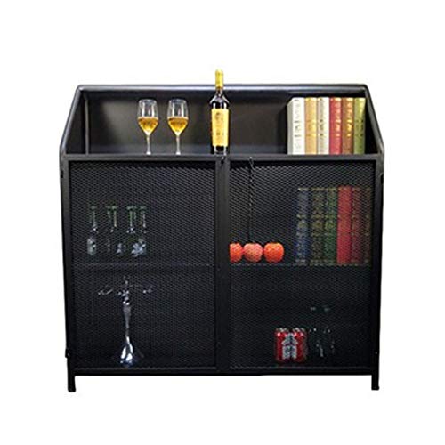 LIUXING-Home Credenza Soggiorno Corridoio Libreria Side Console Gabinetto 2 Mensola Porta Bagagli unità Balcone armadietto Laterale Mobili da Cucina con Ripiani (Color : Black, Size : 80x35x110cm)