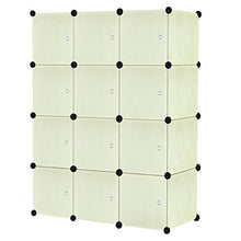 AufuN Armadio in plastica, sistema di scaffalatura fai da te con 12 cubi con ante, legno con venature