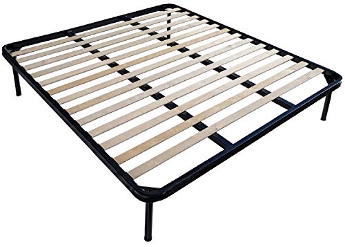 DOLCI SOGNI Rete Matrimoniale 140x190, Matrimoniale Francese con Doppia Barra Centrale di Rinforzo, Doghe Letto Matrimoniale, Struttura Letto Matrimoniale 140x190 in Ferro, 100% Made in Italy