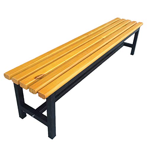 Panca da giardino in legno massello resistente agli agenti atmosferici, Sedili per il prato del portico con struttura in acciaio impermeabile e antiruggine Panchina del parco della scuola