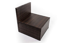 AVANTI TRENDSTORE - Adelino - Set da giardino con tavolino incluso, in polirattan marrone scuro e vetro, cuscini di seduta in grigio