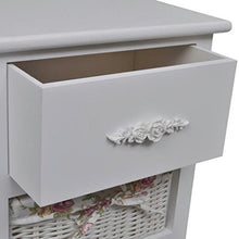 Lingjiushopping Armadietto Bianco con 1 Cassetto e 2 Cesti di Legno Materiale: Legno solido + MDF Armadietti e stipi