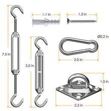 Kit di Fissaggio per Vela Parasole - Acciaio Inossidabile Kit di Fissaggio per Tenda a vela, Kit per Fissaggio a Vela per Triangolo e Rettangolo, Kit di Fissaggio per Ombreggiante per Ombra Giardino