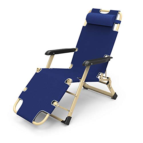 Lounge chair Sedie a gravità Zero Gravity, Heavy Duty Pieghevole reclinabile Regolabile reclinabile con Cuscini per Patio, Piscina, Giardino - Supporto per Sedia a Sdraio Portatile 200Kg,Blue
