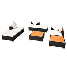 Chloe rossetti Garden lounge set 16 pezzi in rattan sintetico Polywood/WPC top nero piano in Polywood