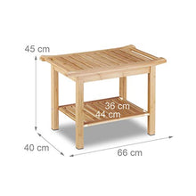 Relaxdays Sgabello, Mobiletto da Bagno in bambù, Ripiano, Alzatina, Pouf, in Legno, HxLxP: 45 x 66 x 40 cm, Naturale, bambú, 1 pz
