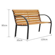 Outdoor furniture Semplice panchina da Giardino per 2 Persone, panchine per terrazze all'aperto Resistenti alle intemperie, panchina in Legno massello e Metallo ghisa 120 × 65 × 80 cm