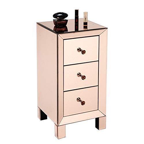 WSZMD Tavolo Comodino Comodino Comodino da Comodino Tavolo da 3 Cassetti Moderno E Contemporaneo Rosa A Specchio [US-Stock], Comodino
