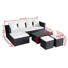 Tidyard Set Divani da Giardino 4 pz con Cuscini in Polyrattan Nero, Set Divani da Giardino, Set divani da Giardino da Esterno 187 x 119 x 58 cm