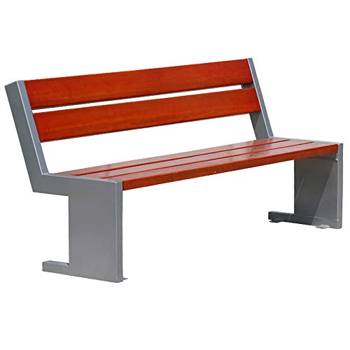 Panchina Terrazza Parco, Panca Tempo Libero all'Aria Aperta con Telaio in Ghisa e Legno Massello Anticorrosivo, Panca da Giardino Resistente alle Intemperie con Schienale, Panchine Decorative retrò