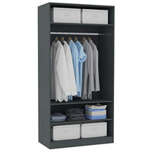 Armadio Aperto Camera da Letto con 3 Piccoli Scomparti 1 Ampio Scomparto con Asta per Appendere i Vestiti 100 x 50 x 200 cm Grigio