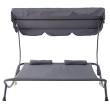Outsunny Lettino Matrimoniale 2 Posti Prendisole Parasole Regolabile Esterno e Giardino 200 x 170 x 134cm Grigio