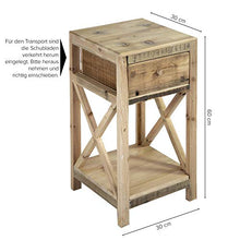Nature by Kolibri - Comodino in legno, per camera da letto, con ripiano in legno, 60 x 30 x 30 cm (A x L x P)