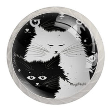 Maniglie per cassetti Manopole per cassetti Manopole rotonde Confezione da 4 per armadietto, cassetti, cassettiere, cassettiere ecc. Gatto in bianco e nero