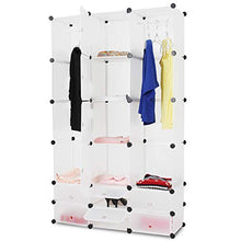 MIADOMODO® Armadio a Cubi - 110/180/37 cm, 10 Scomparti con Ante e 2 Aperti, 2 Aste Appendiabiti, Plastica, Bianco - Armadietto Portatile, Componibile, Guardaroba, Ripostiglio Modulare